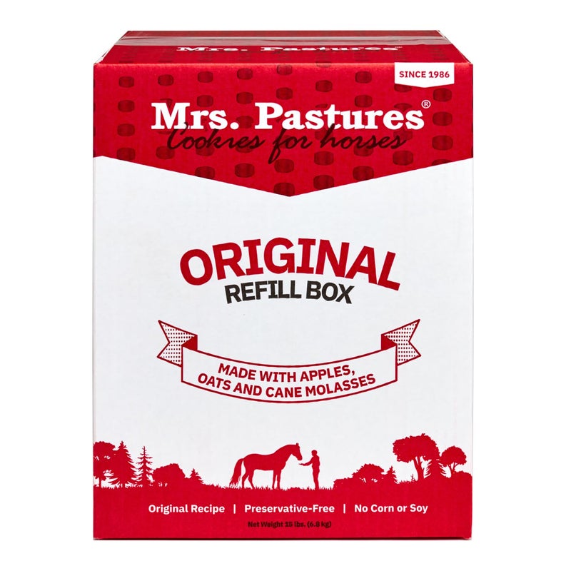 Mrs. Pastures Mrs Pastures Cookies and Treats for Horses - Premium Horse Treats - Made with Apples, Oats, and Rolled Barley - Preservative Free - All Natural Ingredients - No Corn or Soy (15lb Refill Box) - Image 1